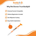 BuddyID ISO Pet Mini Microchip with Lifetime Registration & Starter Tag 1ct