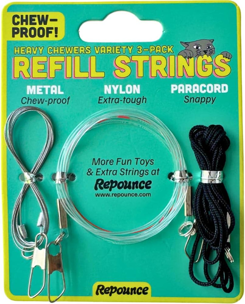 Cat Wand String Replacement 3-Pack, Chew Proof Metal Wire Toy