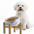 hjn Elevated Ceramic Dog Bowl 15°Slanted Raised Dog Bowl with Bamboo Stand for Small Medium Dogs and Cats, Pet Feeder -3.6-Cup (850ml)-Marble Gray