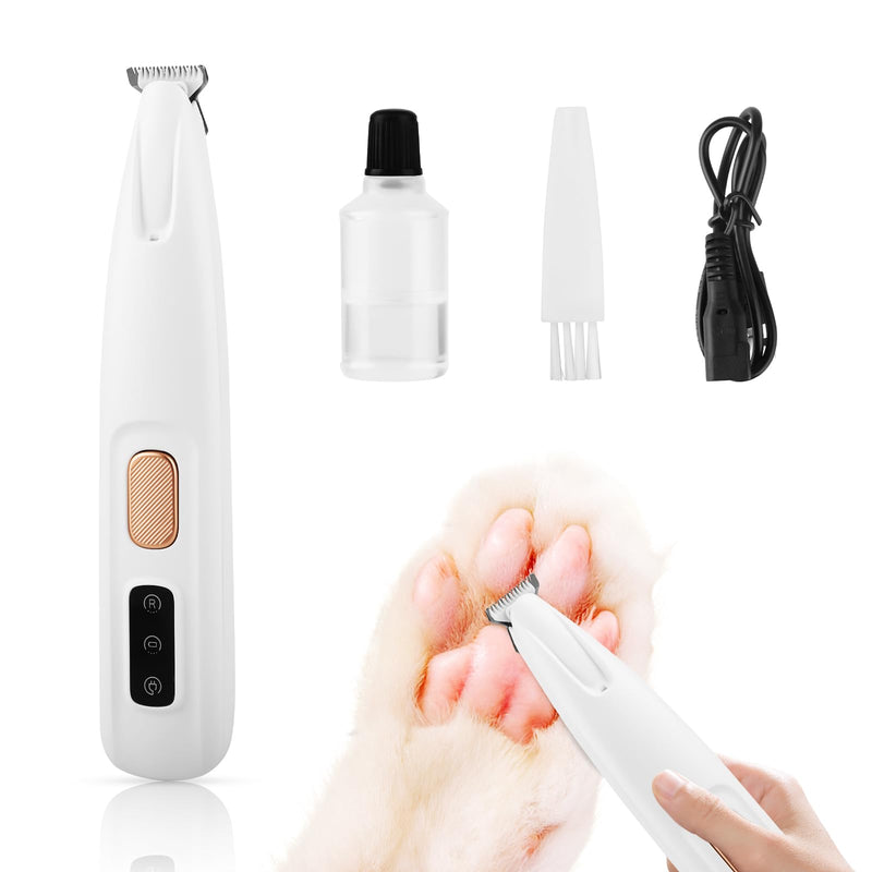 Silent, Cordless, Handheld and Washable Pet Hair Clipper. Equipped with LED Lights Paw Trimmers for Pet's Feet, Rechargeable, Suitable for Paws, Eyes, Ears, Face and Buttocks Areas