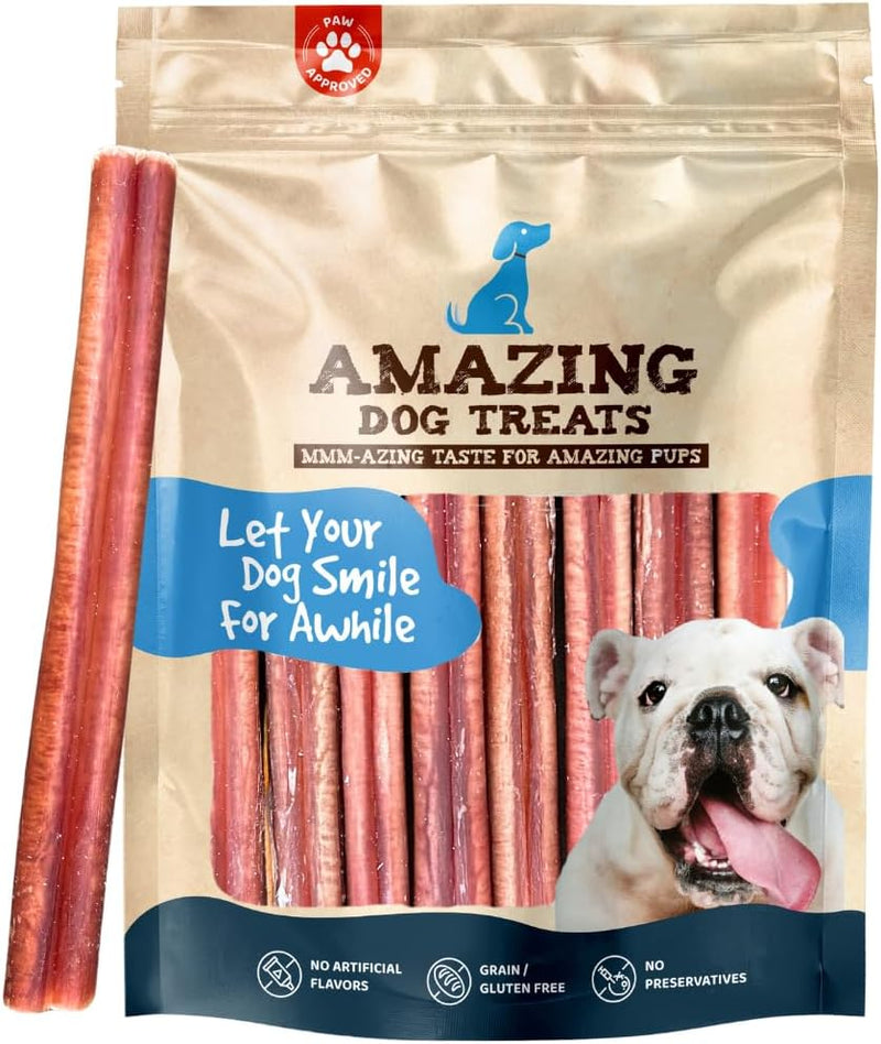 Amazing Dog Treats - 6 Inch Medium Size Bully Sticks (10 Count) - Bulk Bully Sticks for Dogs - No Hide Bully Stick Dog B