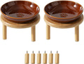 Havniva Elevated Cat Bowls, Ceramic Cat Bowl with Bamboo Stand Wide Opening
