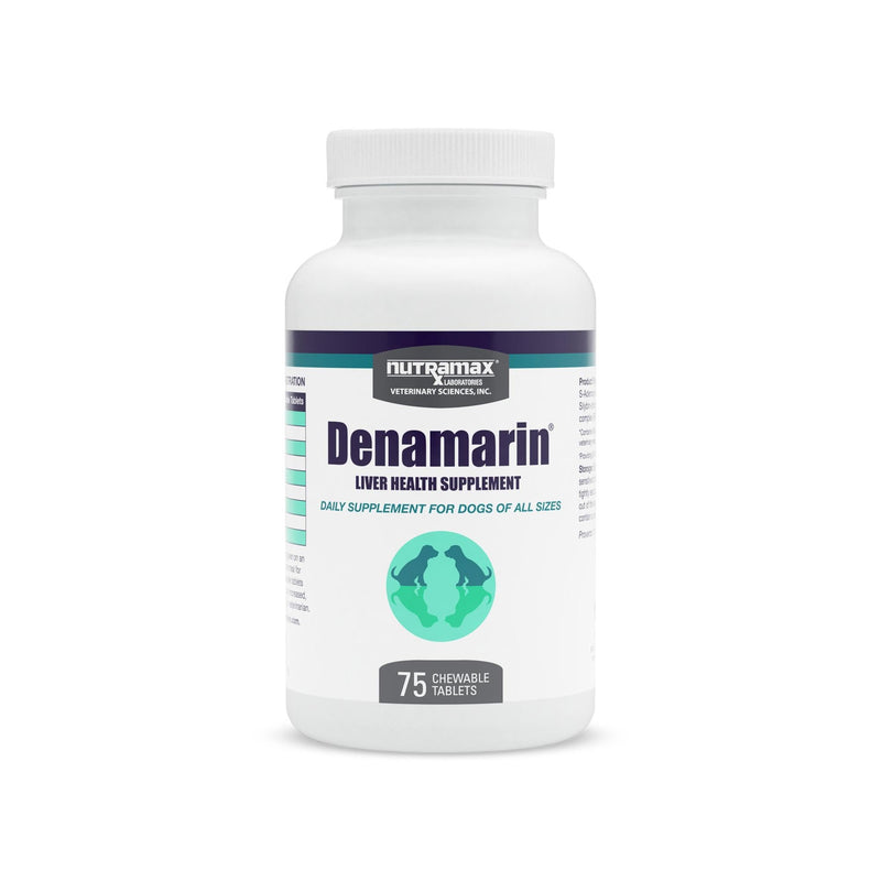 Nutramax Denamarin for Dogs, Liver Health Supplement with S-adenosylmethionine (SAMe) plus Silybin, Liver Support for Dogs, Chewable Tablets, 75 Count