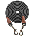 SEPXUFORE Tie Out Rope Dog Leash, Long Tether 8-10-13-15-20-25-30-35-40-50-65 FT Nylon Check Cord for Medium Large Dogs Indoor/Outdoor Camping Backyard (Black, 3/8" x 10ft)