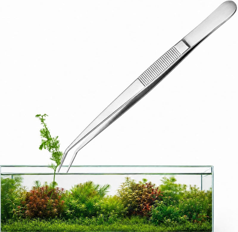 18.5 Inch Extra Long Aquarium Tweezers, 1 Pc, Stainless Stee (Curved))