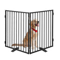 Metal Freestanding Dog Gates,Extra Wide 24", 32" Height Foldable Dog Fence for Indoor & Outdoor, Heavy Duty Freestanding Pet Barrier for Stairs, Doorways, Halls, Kitchen,Yard