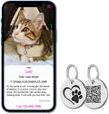 MYLUCKYTAG Stainless Steel QR Code Pet ID - Dog & Cat Tag - Online Profile - Scan QR Receive Instant Location Alert Email