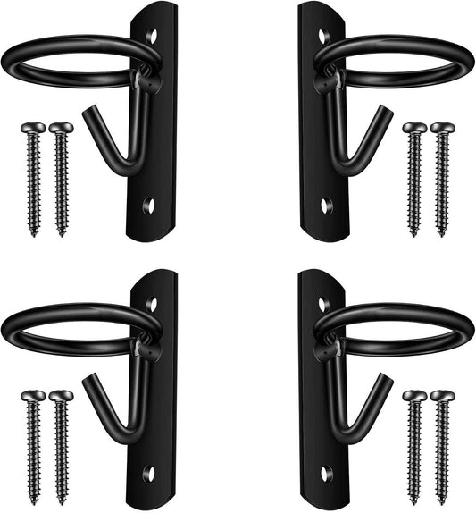 Metal Bucket Hangers for Horse Stalls - Wall Mount Bucket Holder for Grain Feed - Black