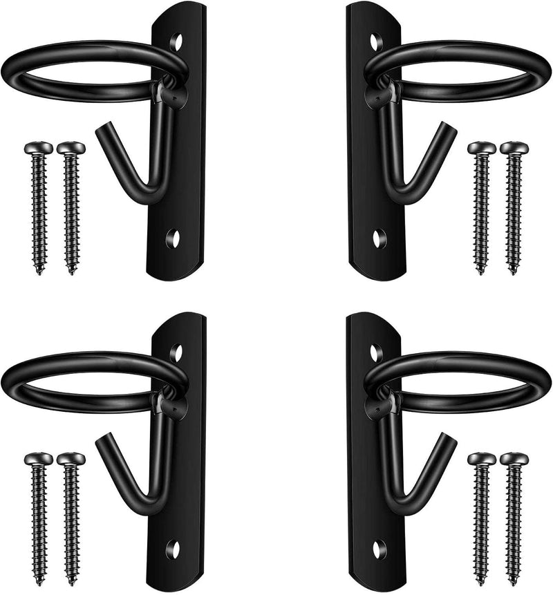 Metal Bucket Hangers for Horse Stalls - Wall Mount Bucket Holder for Grain Feed - Black