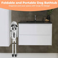 KITPLUS Portable Dog Bathtub, 5 Height Adjustable Dog Washing Station for Pet Shower and Grooming Foldable Bathing Tub with Storage & Anti-Slip Design for Small Large Dogs Cats