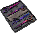 Moontay Professional 7.0" Dog Grooming Scissors Set, 4-pieces Straight, Upward Curved, Downward Curved, Thinning/Blending Shears for Dog, Cat and Pets, JP Stainless Steel, Purple
