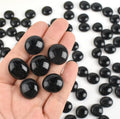 Flat Glass Marbles 1lb, 100PCS Black Flat Gems Glass Beads for Vase Filler Garden Aquarium Fish Tank Pebbles Table Flora