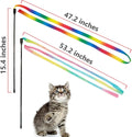 LASOCUHOO Interactive Cat Wand Toys Interactive Cat Teaser Wand String Ribbon Rainbow Charmer for Cats and Kittens - 2 Packs