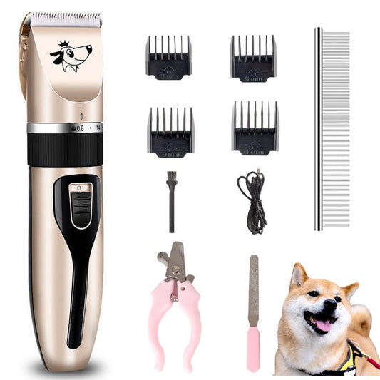 Cakapet Dog Clippers Grooming Kit and Paw Trimmer,Cordless,Low Noise, Electric Quiet,Rechargeable, Dog Trimmer Grooming, Pet Hair Clippers for Thick Coats,Shaver for Small and Large Dogs Cats