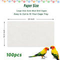 ZIQON 100 Pcs Bird Cage Liner Papers Big Size Cage Paper Liners Disposable Cage Paper Liners Precut Absorbent Cushion Pad Mat Accessories for Pet Bird Parrot
