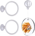 Betta Fish Toys Set - Floating Betta Mirror with Ball & 2 Training Ring Hoop, Interactive Enrichment Toys for Fish Tank 