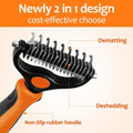 Undercoat Rake for Dogs, 2 in 1 Dematting Comb & Deshedding Tool for Long Hair Pets, Pet Hair Grooming Brush, Clear Mats