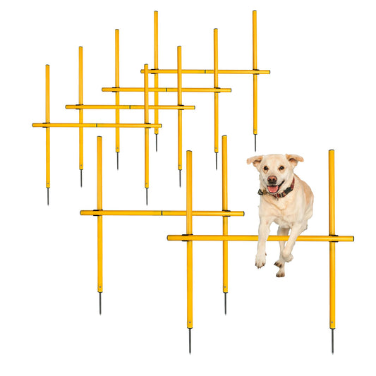 TNZMART 2.6 FT Dog Agility Obstacle Course Backyard Set Wave Poles and Adjustble Hurdles Training Exercise Equipment for Dogs (Pack of 6 Yellow)