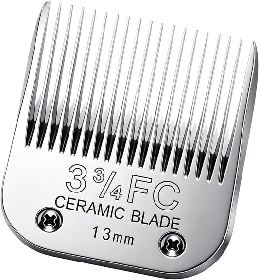 FUHKQE Detachable Pet Clipper Blades Dog Grooming Clipper Replacement Ceramic Blades, Compatible with Andis, Wahl, Oster(Size 3-3/4FC,Cut Length 13mm)