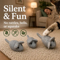 Earthtone Solutions Cat Mouse Toy - 3 Felted Wool Mouse Toys Without Catnip for Indoor Cats and Kittens - Large Handmade Mice