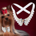 Pet Beautiful Pearl Necklace, Teddy Adjustable Bow Tie with Pearl Dogs Neck Collar Wedding Party Pets Headwear for Pets 