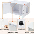 Timberer Cat Litter Box Enclosure, Litter Box Furniture Hidden with Removable Divider, Wooden Cat Washroom Furniture, Indoor Cat House, White