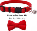Cat Collar Breakaway with Bell and Removable Bow Tie Safety Buckle Velvet Adjustable 7-11 inches for Kitten Cats