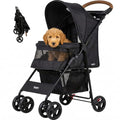 Pet Stroller for Small Dogs & Cats, Foldable Pet Stroller with Breathable Mesh, Storage Basket & Cup Holder, Lightweight 4-Wheel Dog Stroller, Portable Travel Pet Carrier (Up to 35 lbs)