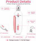 Wanheart Cat Nail Clipper, 4-Size Safety Guard, Nail Catcher & File, Pink