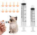 Pet Feeding Syringe, 2 Pcs Puppy Kitten Nursing Syringe with 10 Pcs Nipple, Silicone Feeding Tools for Newborn Animals P