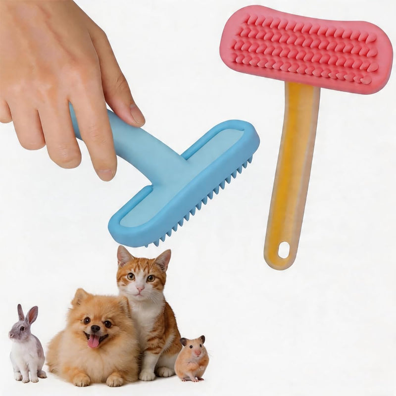 2-Pack Soft Silicone Massage Comb for Small Animals, Flexible&Skin-Friendly