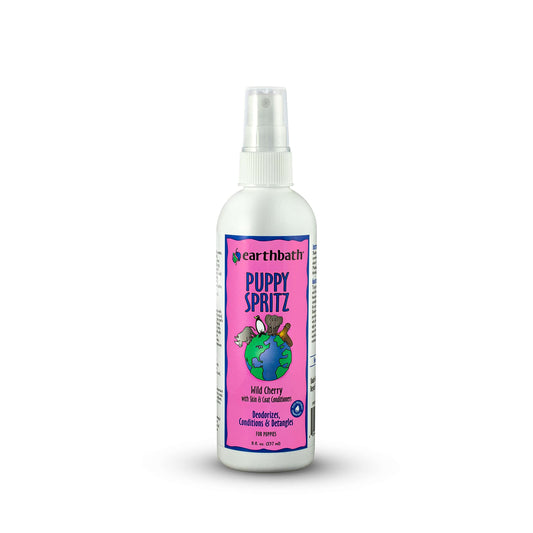 earthbath, Wild Cherry 3-in-1 Puppy Deodorizing Spritz - Dog Odor Eliminator for Strong Odor, Cruelty-Free Dog Cologne, Wash Spray, Made in USA, Bathing Supplies - 8 Oz (1 Pack)