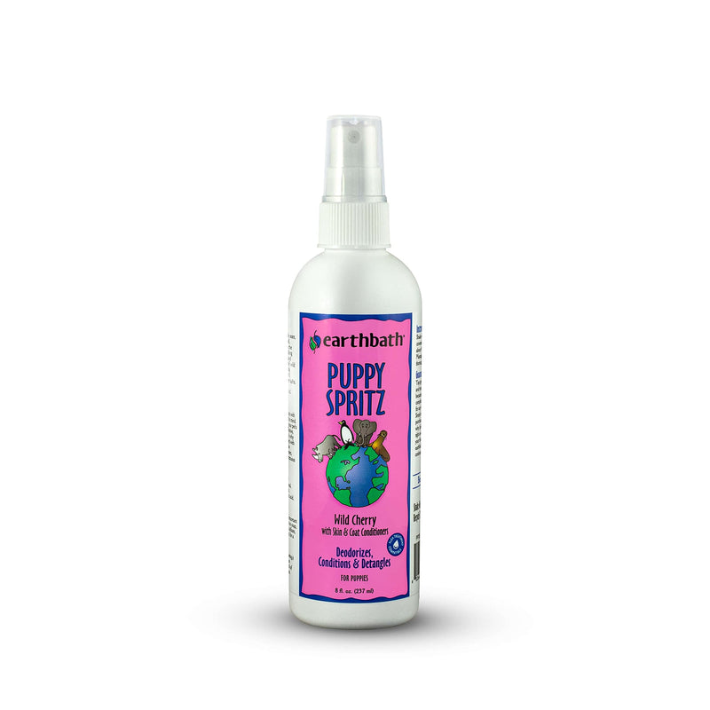 earthbath, Wild Cherry 3-in-1 Puppy Deodorizing Spritz - Dog Odor Eliminator for Strong Odor, Cruelty-Free Dog Cologne, Wash Spray, Made in USA, Bathing Supplies - 8 Oz (1 Pack)