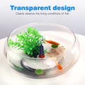 POPETPOP Transparent Aquarium Tank 9.52 Inch Desktop Betta Tank Plastic Fish Bowl for Home Office Decor with Plants and 