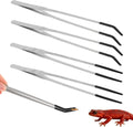 4pcs Reptile Feeding Tongs, Stainless Steel Straight Curved Aquarium Feeder Tweezers Tools with Rubber Tips for Bearded 