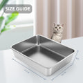 WENBOKMIN Stainless Steel Cat Litter Box - Litter Box for Cats - Easy to Clean, Never Absorbs Odor, Stains, or Rusts - Silver (17.7" L x 13.5" W x 4" H)
