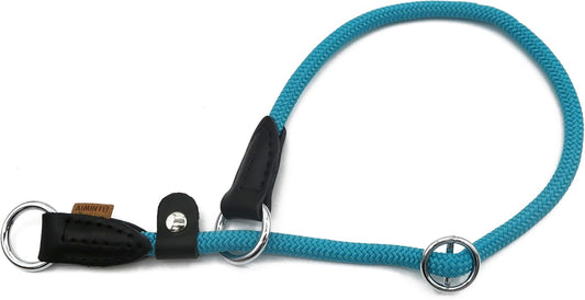 Braided Round Martingale Dog Collar, Training Collar with Slidable Stop Ring and Adjustable Stopper - Ideal for Medium D