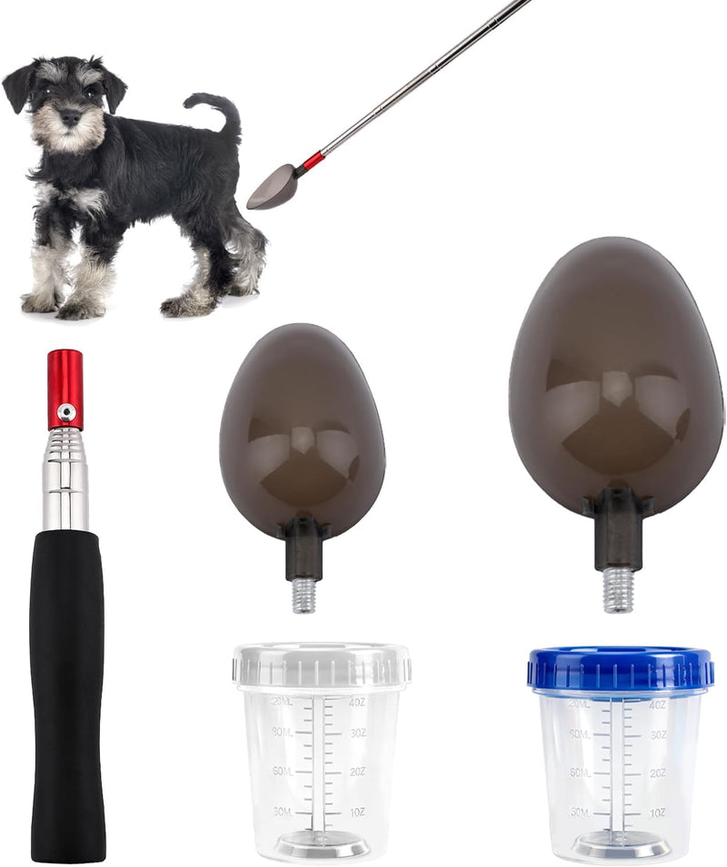 Telescopic Urine Collector for Dogs & Cats, Reusable Pet Urine Catcher with 2 Spoons & 2 Cups, Extendable Pee Stick Supp