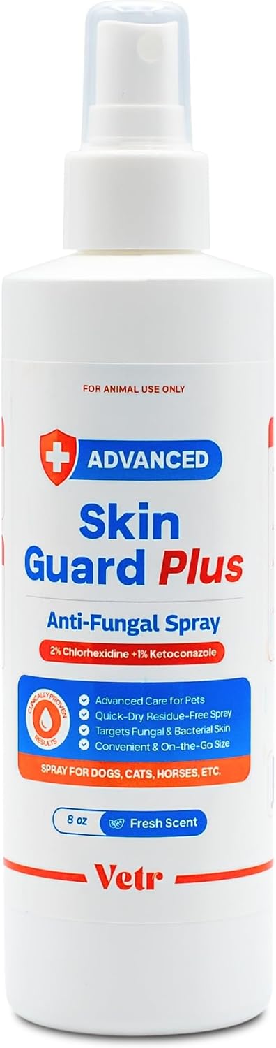 vetr Skin Guard Plus Chlorhexidine Ketoconazole Spray, Dogs Cats Horses