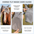 Raelitego Horse Fly Mask with Ears, Breathable Mesh UV Protection (L)