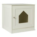 Amazon Basics Cat Litter Box Enclosure, Furniture-Style Cabinet with Drawer and Shelves, Hidden Cat Litter Box, White