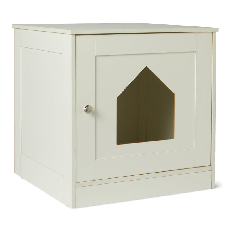 Amazon Basics Cat Litter Box Enclosure, Furniture-Style Cabinet with Drawer and Shelves, Hidden Cat Litter Box, White