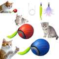 2026 Upgraded Self-Moving Cat Toy Ball with Tail (2-Pack) - Rechargeable Smart Interactive Kitten Toys, 2-Speed Modes, Bite-Resistant Indoor Exercise Toys for Bored Cats (Blue&Orange)