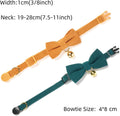 Ewinoom 2 Pack Soft Corduroy Cat Collars with Bow Tie & Bell, Adjustable Breakaway Cotton Kitty Bowtie Collar for Girl Boy Kitten (Orange & Green)