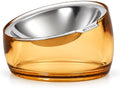 Felli Pet Oblik Whisker Fatigue Cat Food Bowl Raised Stainless Steel Shallow Dish, Pet Design Anti Vomit Tilted Metal Plate Feeder Elevated Acrylic Base for Treats Storage(Gold, 0.5 Cups Shallow Dish)