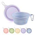Collapsible Dog Bowls 2-Pack, Portable Travel Dog Bowl with Carabiner, Food-Grade Silicone Pet Bowl for Hiking, Walking (Macaron Blue and Violet)