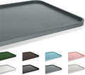 GQK Silicone Dog & Cat Food Mat with Raised Edge, 24"x16" Extra Thick Waterproof Non-Slip Pet Feeding for Food and Water Bowls, Spill Proof Mat to Protect Floors, BPA Free Dishwasher-Safe,Gray