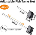 Fish Net for Fish Tank, Fine Mesh Aquarium Net with 9-24 Inch Stainless Steel Long Handle, Extendable Fishing Tank Net f