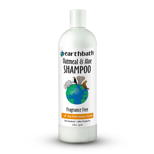 earthbath, Oatmeal & Aloe Dog Shampoo - Oatmeal Shampoo for Dogs, Itchy, Dry Skin Relief, Dog Wash, Made in USA, Cruelty Free, Fragrance Free Pet Shampoos - 16 Oz (1 Pack)