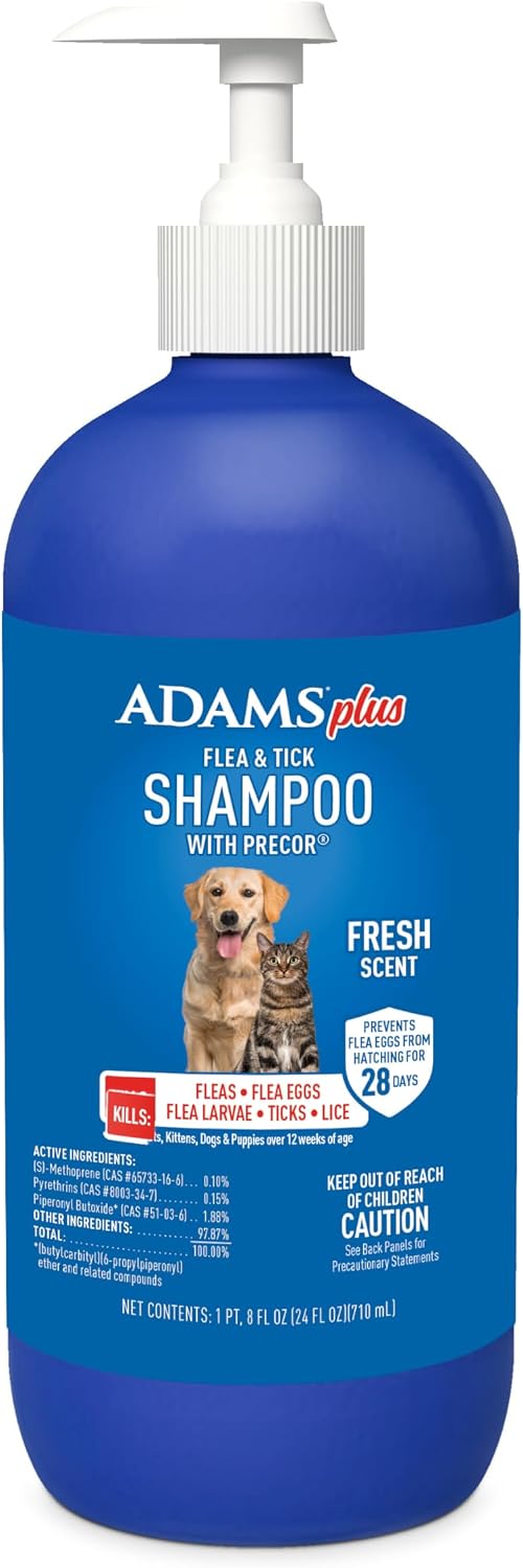 ADAMS Plus Flea & Tick Shampoo with Precor for Dogs & Cats, 24 oz